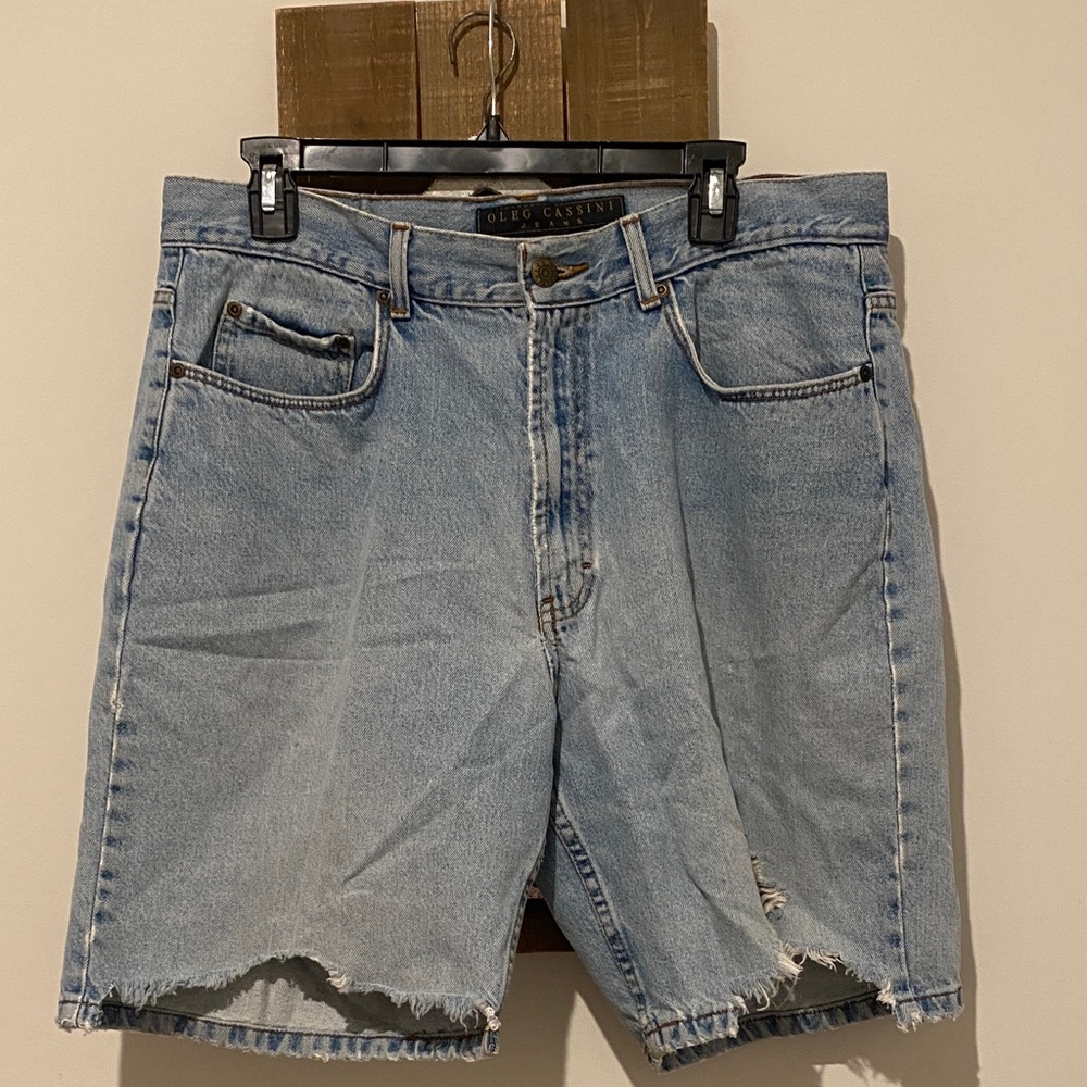 Oleg Cassini Men's Light Blue Jean Shorts